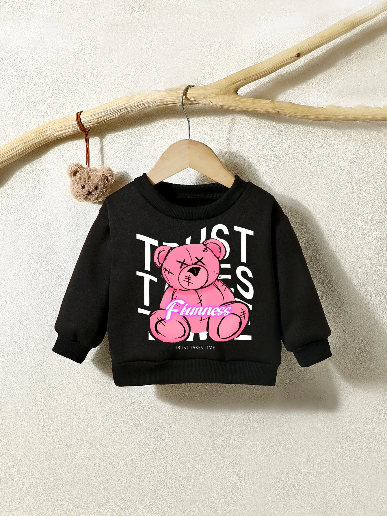 Spring And Autumn Girls  Boys  Sweater Round Neck Long Sleeve Bear Letter Top Fashion And Warm Kids 1