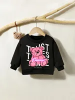 Spring And Autumn Girls  Boys  Sweater Round Neck Long Sleeve Bear Letter Top Fashion And Warm Kids 1