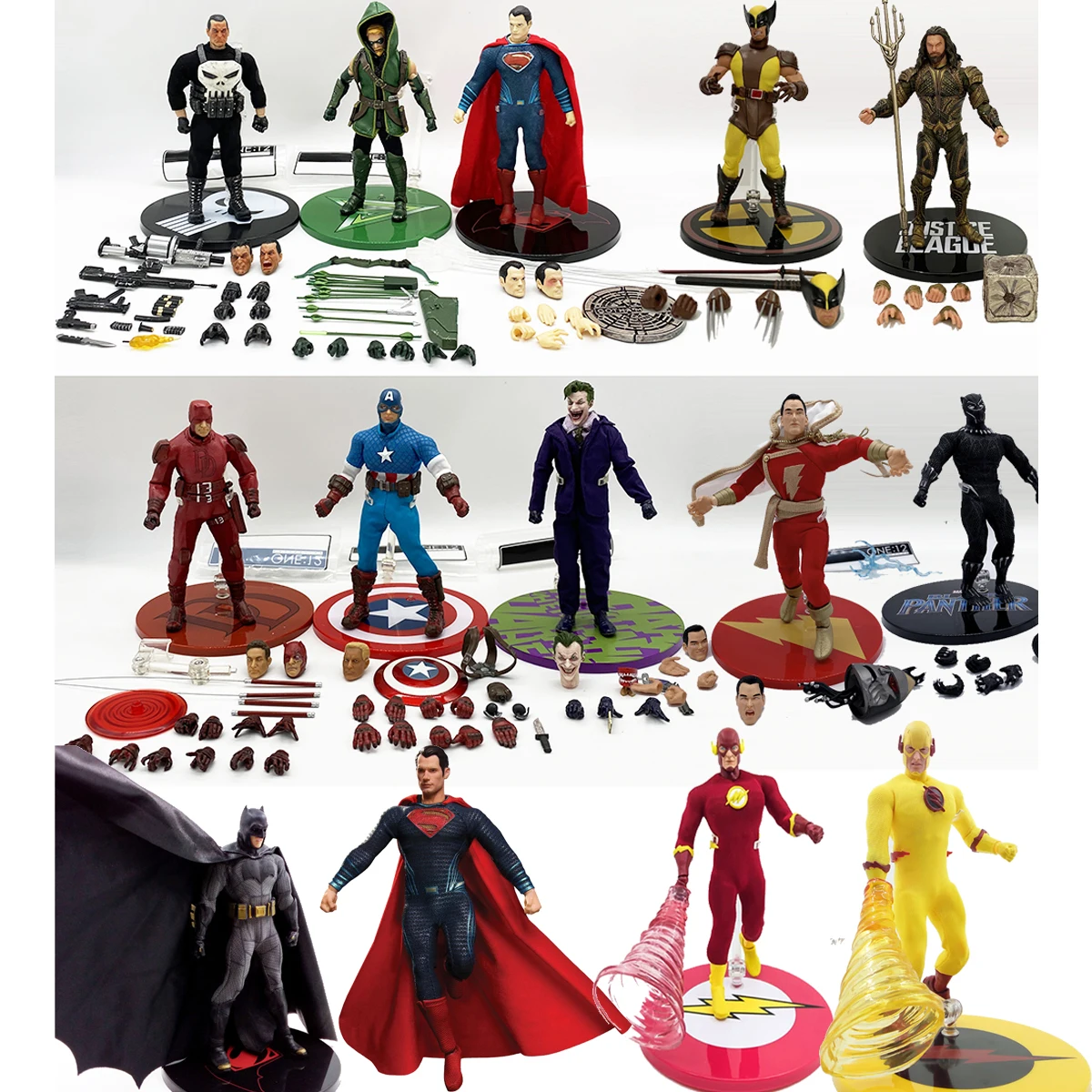 LOT DE FIGURINES DC Comics Marvel 30cm: Shazam, Superman, Batman, Plastic Man... EUR 29,90 - FR