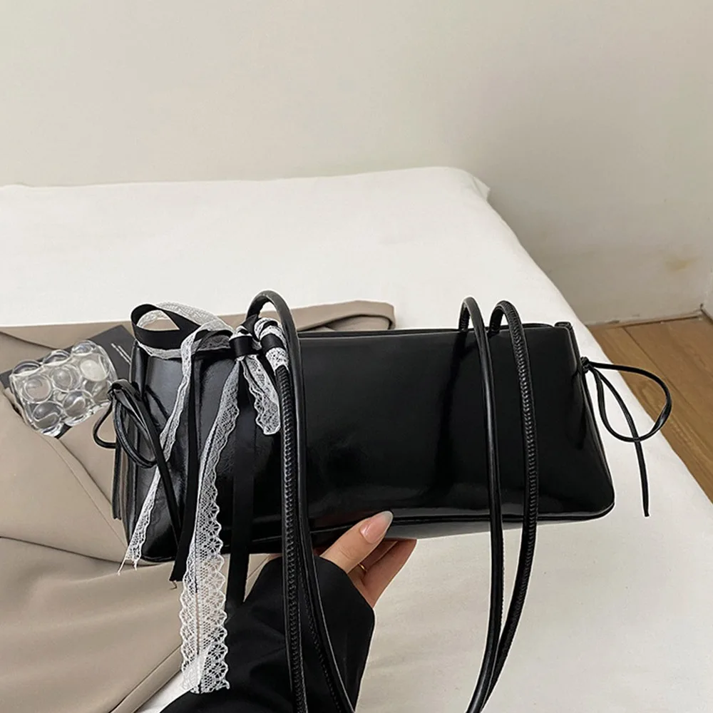 Trend PU Leather Work Shoulder Bag Large Capacity Simple Female Crossbody Bag Solid Color Commuting Bag Women Female