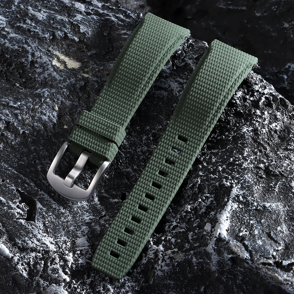 Curved End FKM Rubber Quick Release Watch Strap Bracelet - 20mm 21/22mm