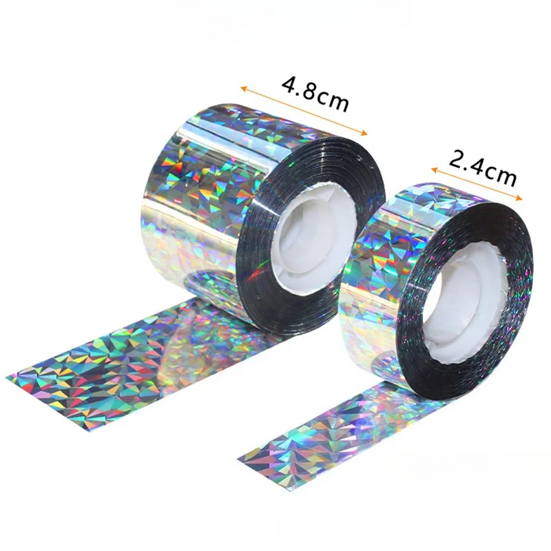Farms Garden Orchard Bird Repellent Ribbon Grid Flower Double Sided Reflective Ribbon Drive Away Bird For Farmland Streamers