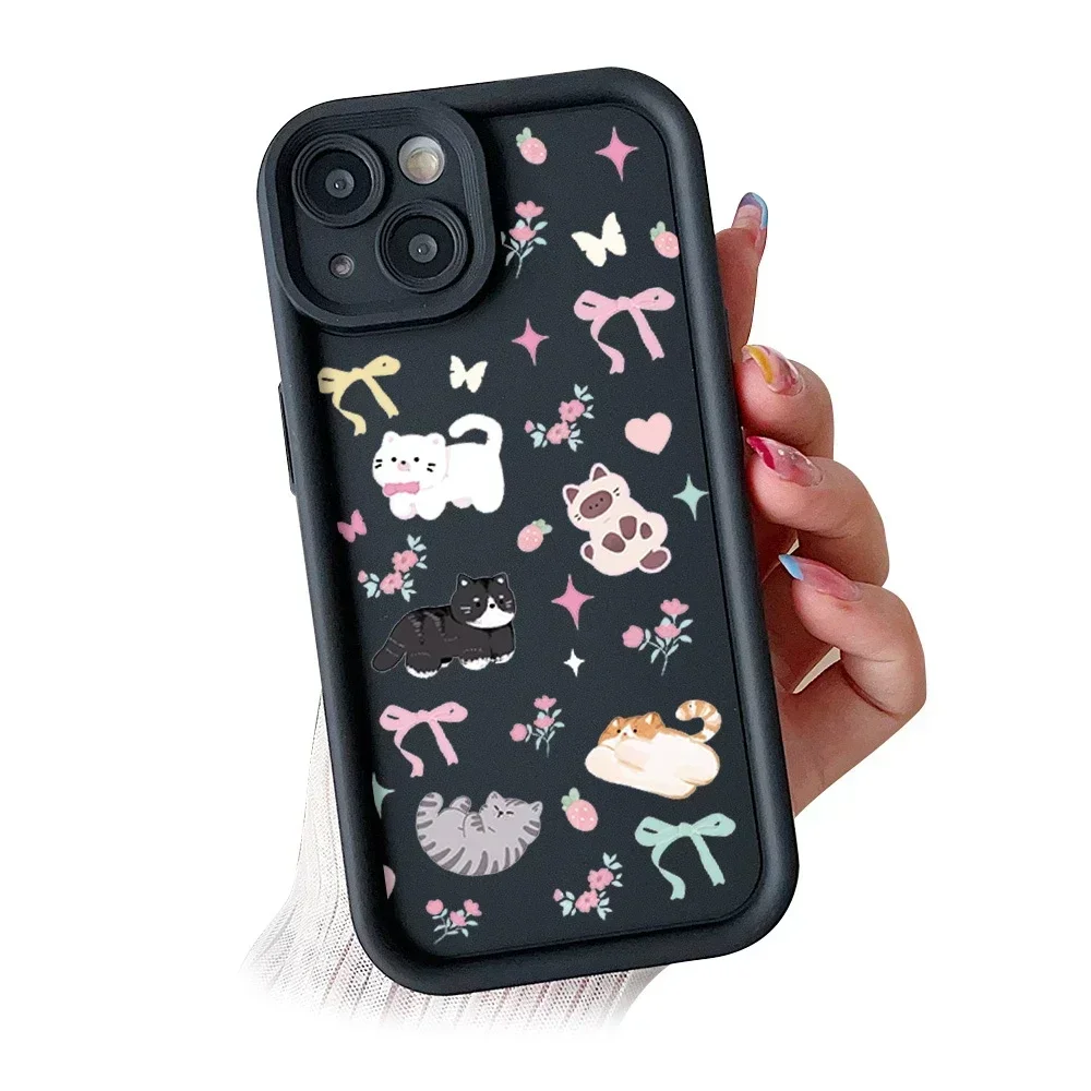 Cartoon Cat Soft TPU Wrist Chain Lanyard Phone Case