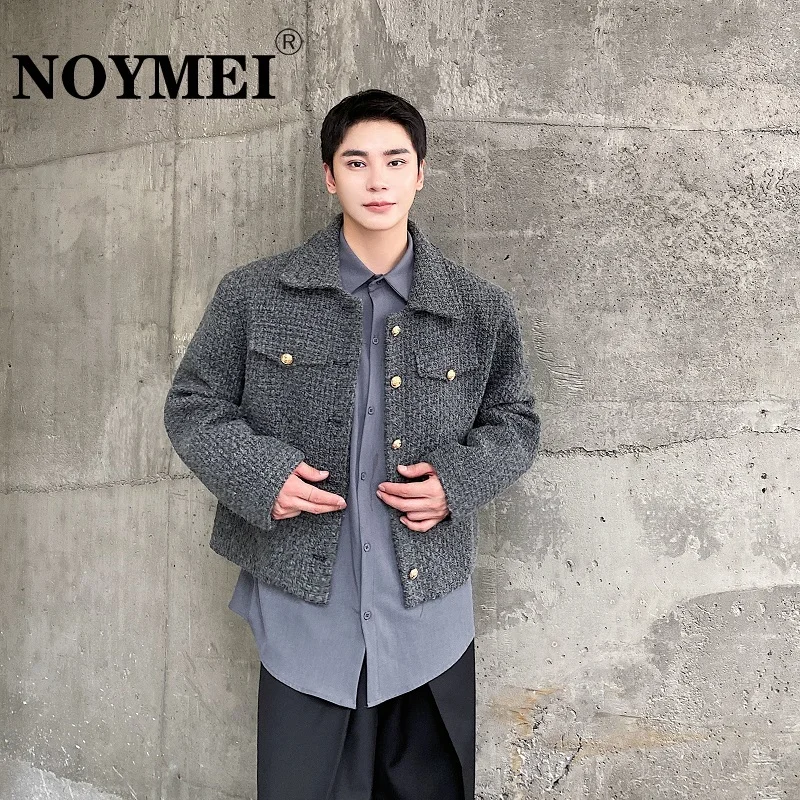 

NOYMEI Autum Winter Wool Thickened Short Top Men's Korean Small Fragrance All-match Men's Coat Casual Lapel Chic Jacket WA2853