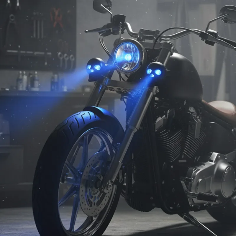 Dual Color Motorcycle LED Skull Shape Waterproof Fog Light Auxiliary Headlights for ATV Scooter Driving Racer Spotlight 2PCS