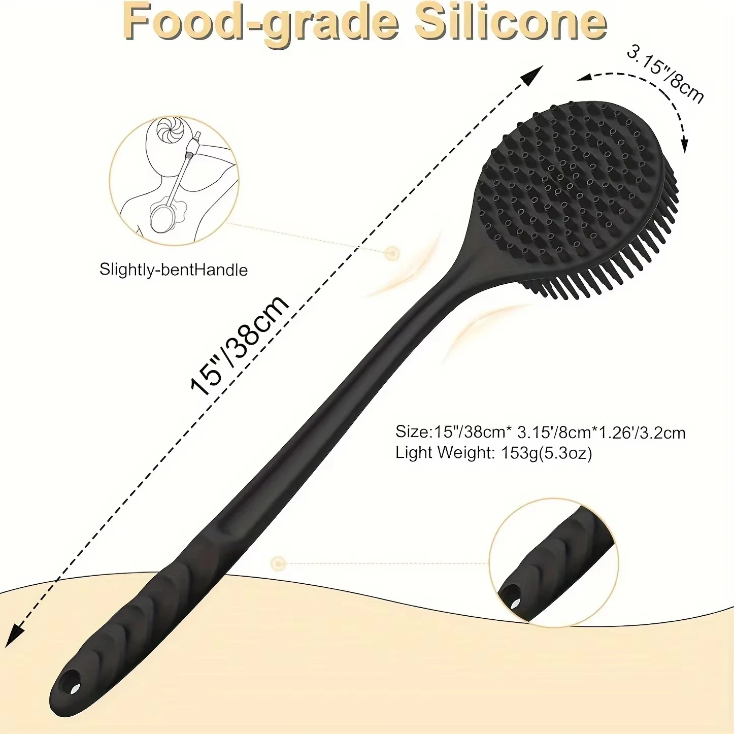 Silicone Double-Sided Back Scrubber for Deep Cleansing and Exfoliating Massage