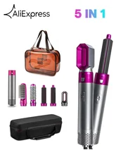  5 in 1 Hair Dryer Hot Comb Set Hair Curler Wet Dry Professional Curling Iron Hair Straightener Styling Tool Hair Dryer Household 