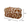 Leopard Soft Plush Travel Cosmetic Lipstick Brush Storage Bag Toiletry Kit Women Makeup Handbags Organizer Pouch Bag Pencil Case 2