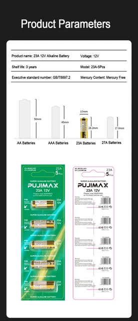 23a 12v Alkaline Batteries A23 Battery
