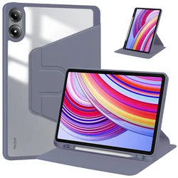 Ultra-Durable 360° Rotating Acrylic Stand Case with Pencil Holder for Poco Pad (12.1 inch) (Lavender gray)