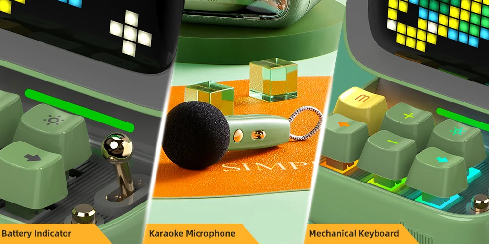 green mic | blue mic | pink mic | divoom ditoo | divoom speaker | divoom ditoo speaker | speaker with mic | portable karaoke speaker | toys | gifts for children