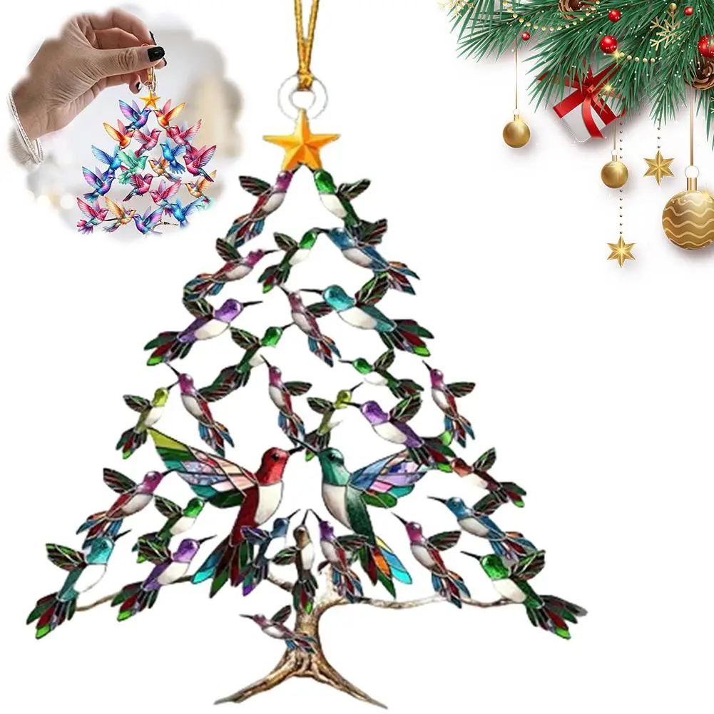 Hummingbird Christmas Ornament Colorful Stack Bird Simulated Bird Decoration Pendant Hanging Tree Ornaments Christmas Decor