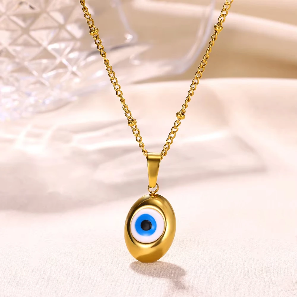 Evil Eye Necklaces Gold Color Stainless Steel Charm Pendant