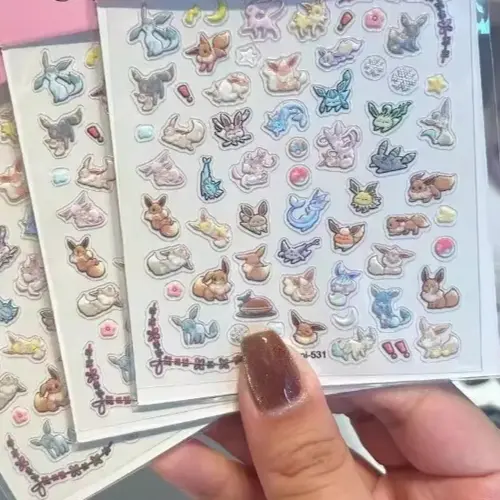 Eeveelution Nail Stickers Pokémon Anime Peripheral Cute Cartoon Creativity Exquisite Sticker New Fashion Exquisite Diy Sticker - Image 5