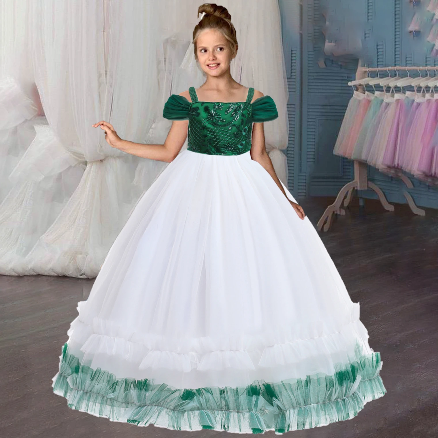 Vestido Formal de princesa para dama de honor, Vestido de Gala de flores para cumpleaños, vestidos de para niña, Vestido de noche para graduación de Y años| | -