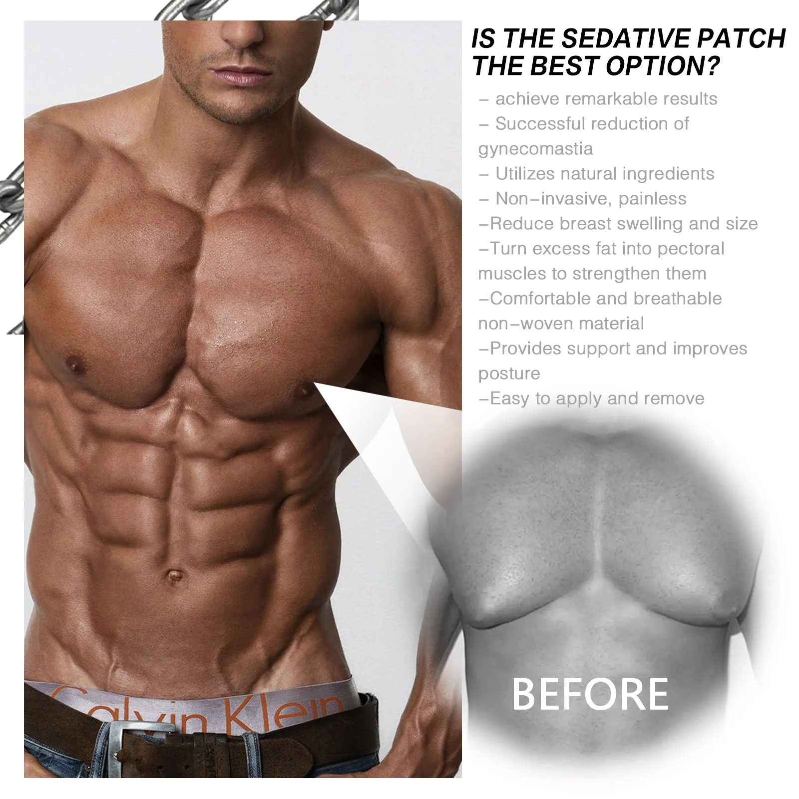 Man Breast Firm Patch Anti-Cellulite Chest Muscles Shaping Fat Burning Firming Abdominal Slimming Gynecomastia Removal Plaster