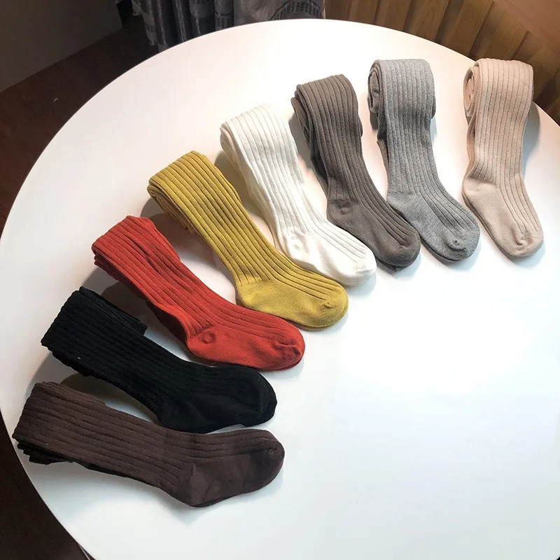 

Children Tights for Girls Cotton Knitted Kid's Girls Pantyhose Solid Soft Baby Leggings White Black Tight Spring Autumn
