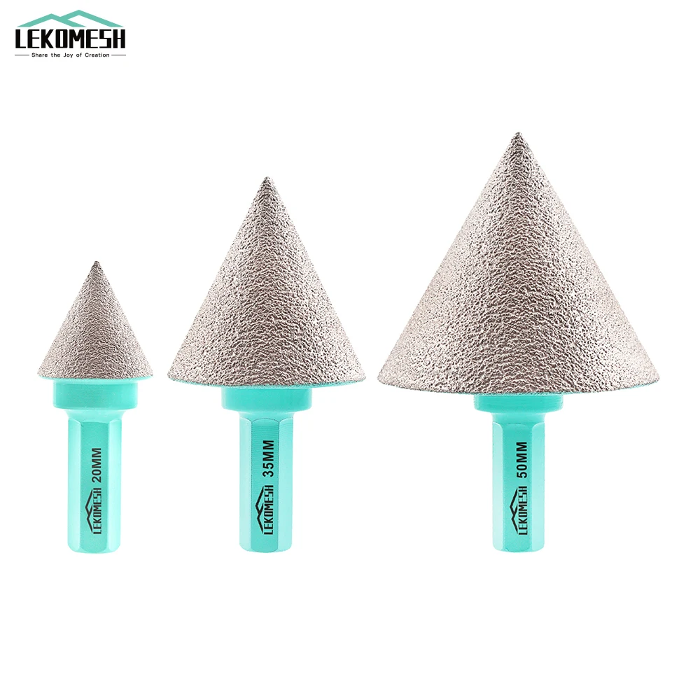 LEKOMESH 1pc Hex Shank Diamond Chamfer Bits Milling Tile Ceramic Porcelain Marble Granite Hole Trimming Construction Tool