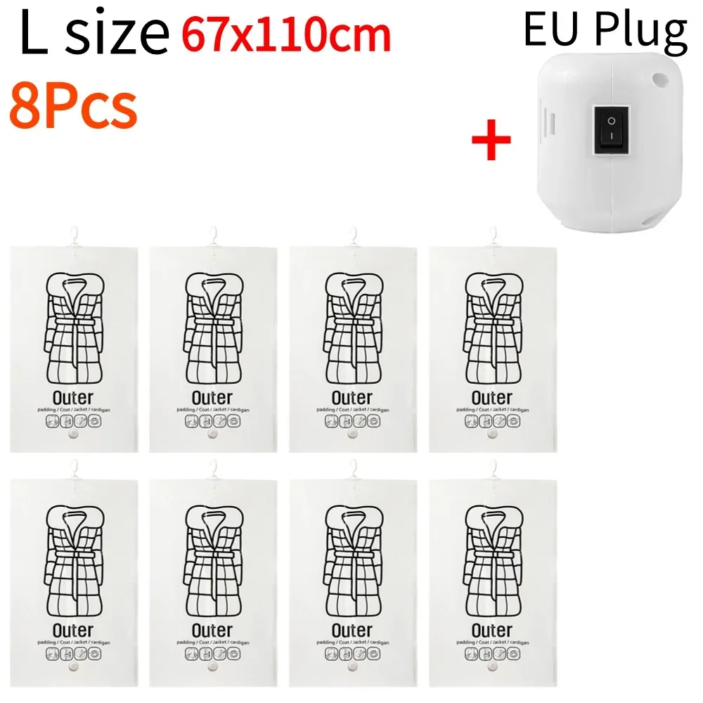 Transparent Vacuum Storage Bag for Clothes and Coats - Dustproof Organizer with Air Pump