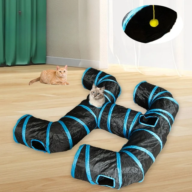 Pet Tunnel Multi Cat Interactive Rainbow Channel Large Multi Exit Foldable Cat Toy Drilling Cat Channel Durable Scratch and Bite 3