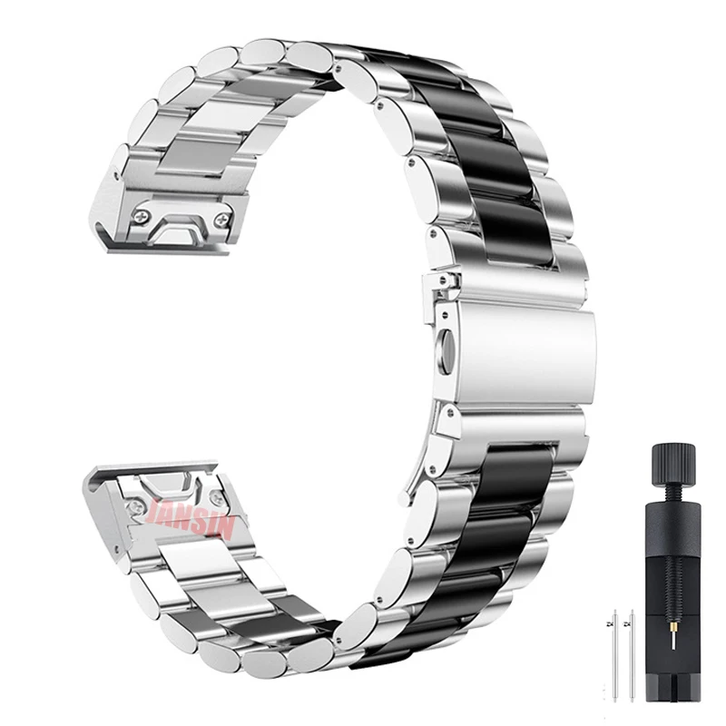 Stainless Steel Quick Release Easyfit Wrist Strap - 26mm/22mm Metal Watch Band