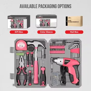 Hi-Spec 42pc USB Electric Screwdriver 4V Li-ion Cordless Hand Tool Set Household Tool Kit DIY Tools With Plastic Storage Toolbox