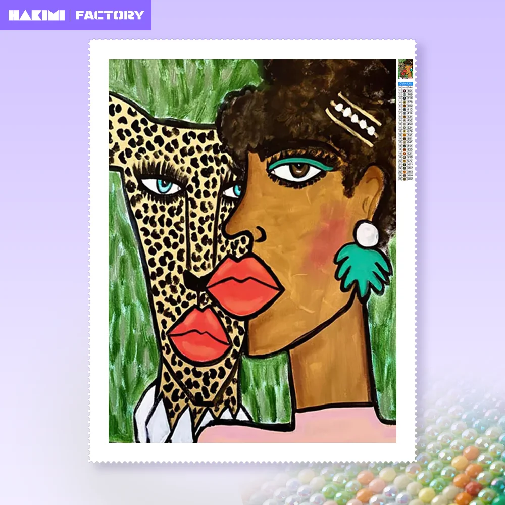 

Ancient Egypt Colorful Abstract Nordic AB Diamond Painting Tiger Leopard Woman Full Drills Mosaic Cross Stitch Home Decor