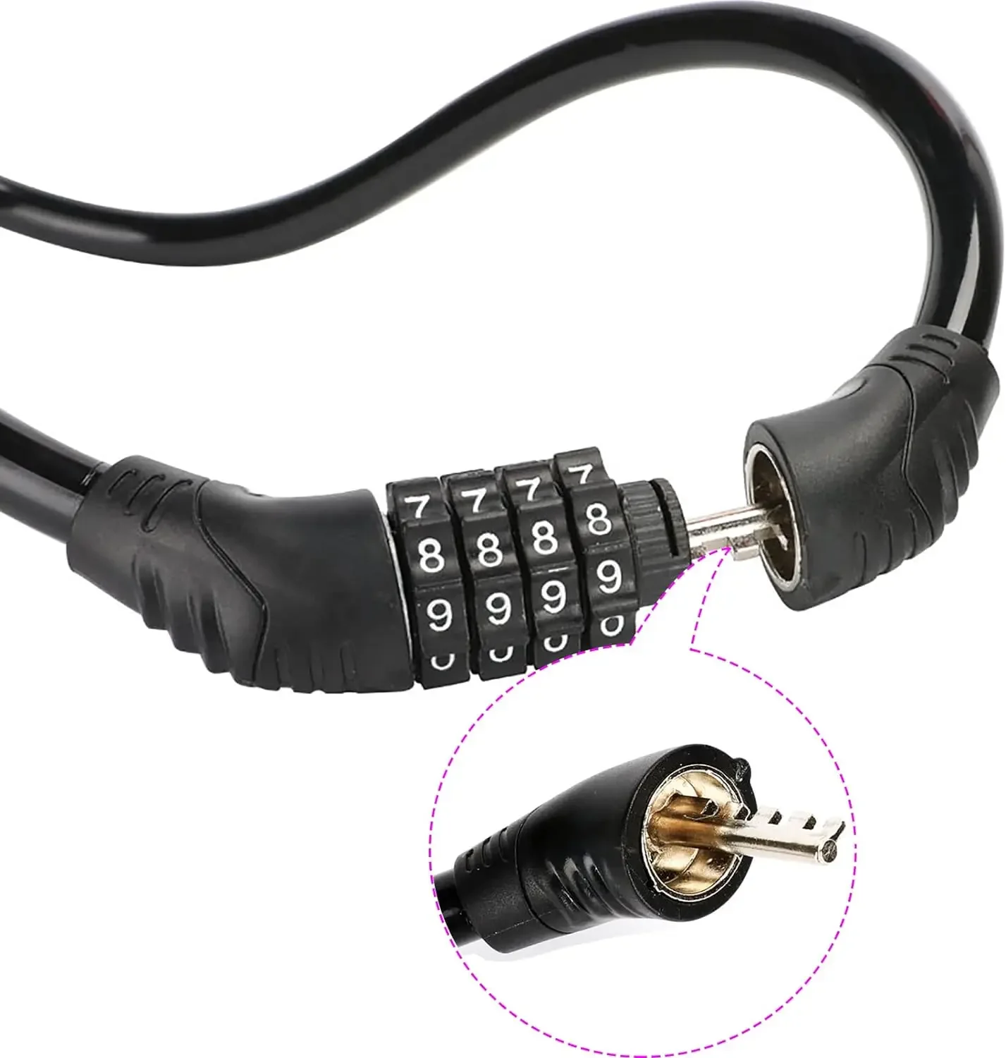 Description Picture 4 of itemBike Lock Cable, Bike Locks Heavy Duty Anti Theft,Security 4 Digit Resettable Combination Portable Code Lock Cable for Bicycle