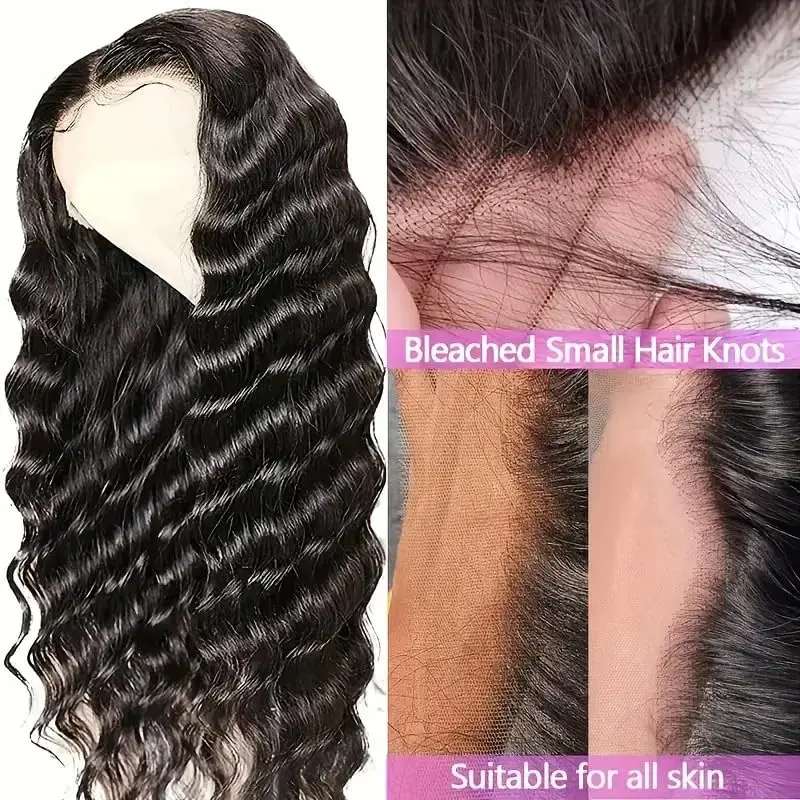 24 Inch Deep Wave Lace Front Wigs Human Hair Wigs for Black Women 200 %Density 13X4 HD Transparent Lace Closure Human Hair Wigs