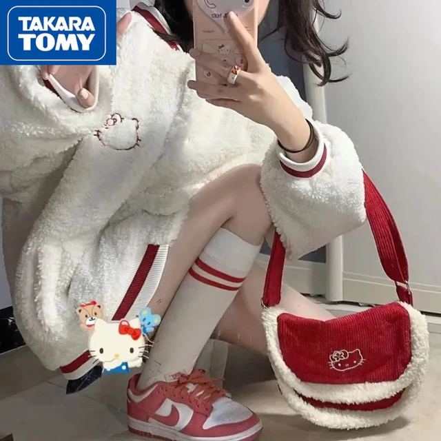 Kawaii sanriod anime série kitty bonito pulôver camisola jk outono
