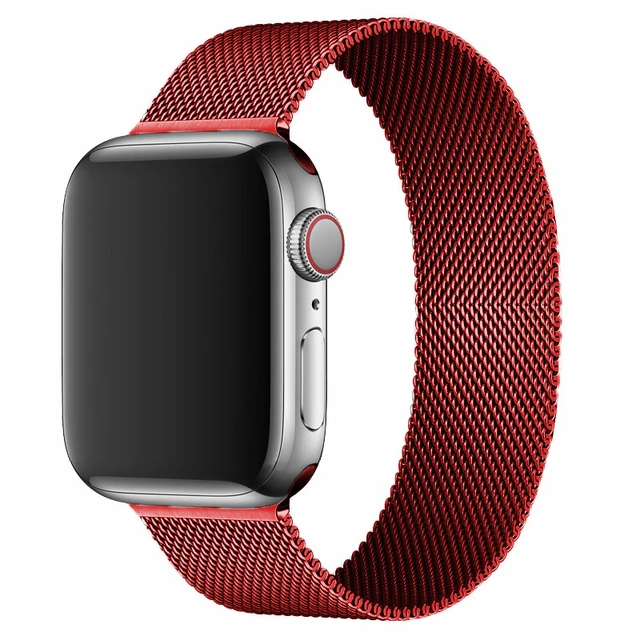 Magnetic Loop Strap For Apple watch Band 45mm 41mm 44mm 40mm 42mm 38mm Stainless steel correa bracelet iWatch serie 3 7 5 6 se 3 Wine red 18