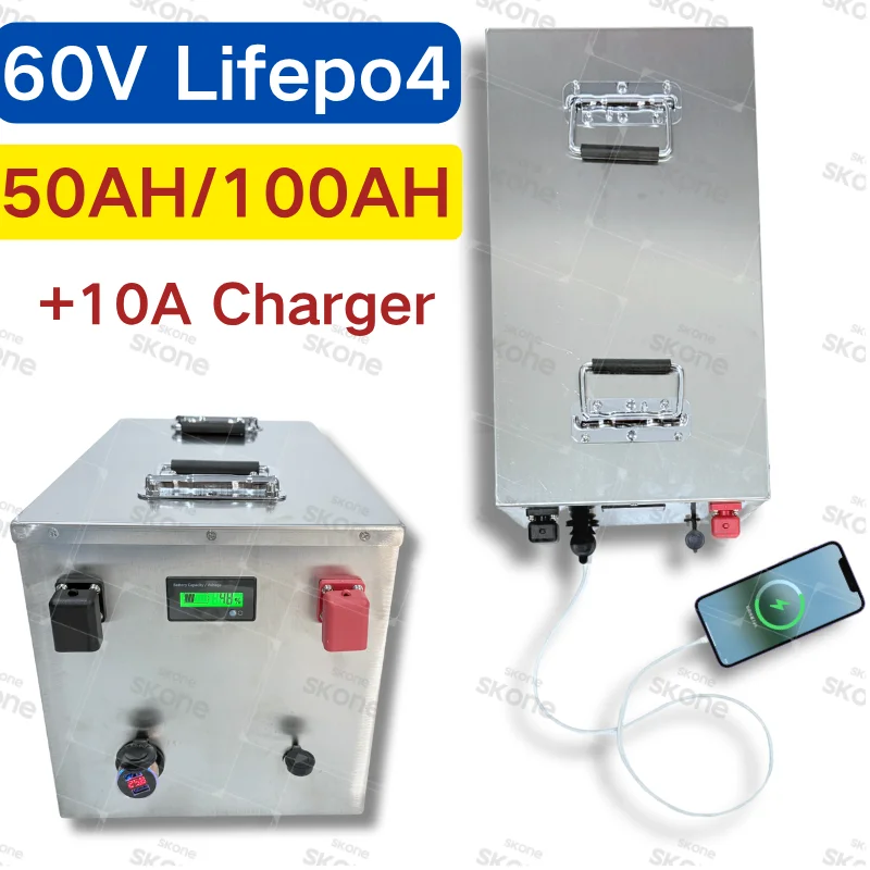 60V LiFePO4 Rechargeable Battery with Bluetooth for Solar Backup Systems