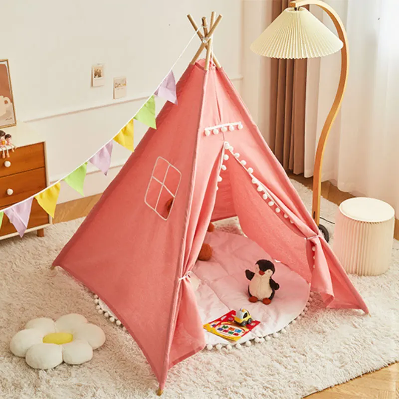 1.35m Tent For Kid Play House Wigwam for Children Portable Child Tipi Tents Teepee Toddler Ball Pit Girl Castle Play House 3