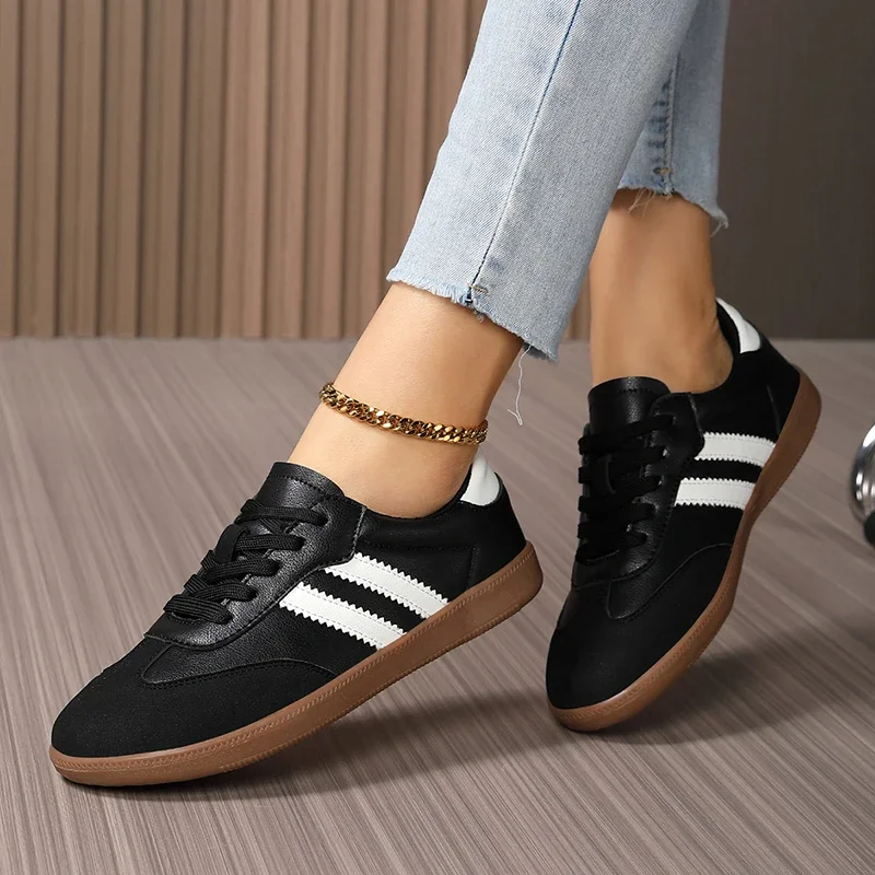 TUINANLE Women Shoes PU Breathable Anti Slip Platform Sneakers Couples Lace Up Sports Boarding Casual Shoes Zapatos De Mujer
