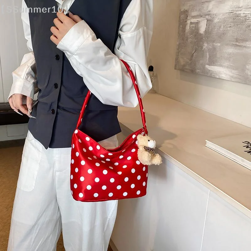 【SSummer10】Oxford Cloth Shoulder Bag Polka Dot Large Capacity Tote Bag Lightweight Multi-color Handbag Women's Gift【SS】 5