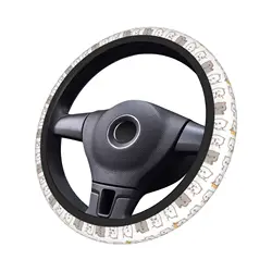 Pink Love Peach & Cartoon Cat Steering Wheel Cover - Auto Car Accessory (19)