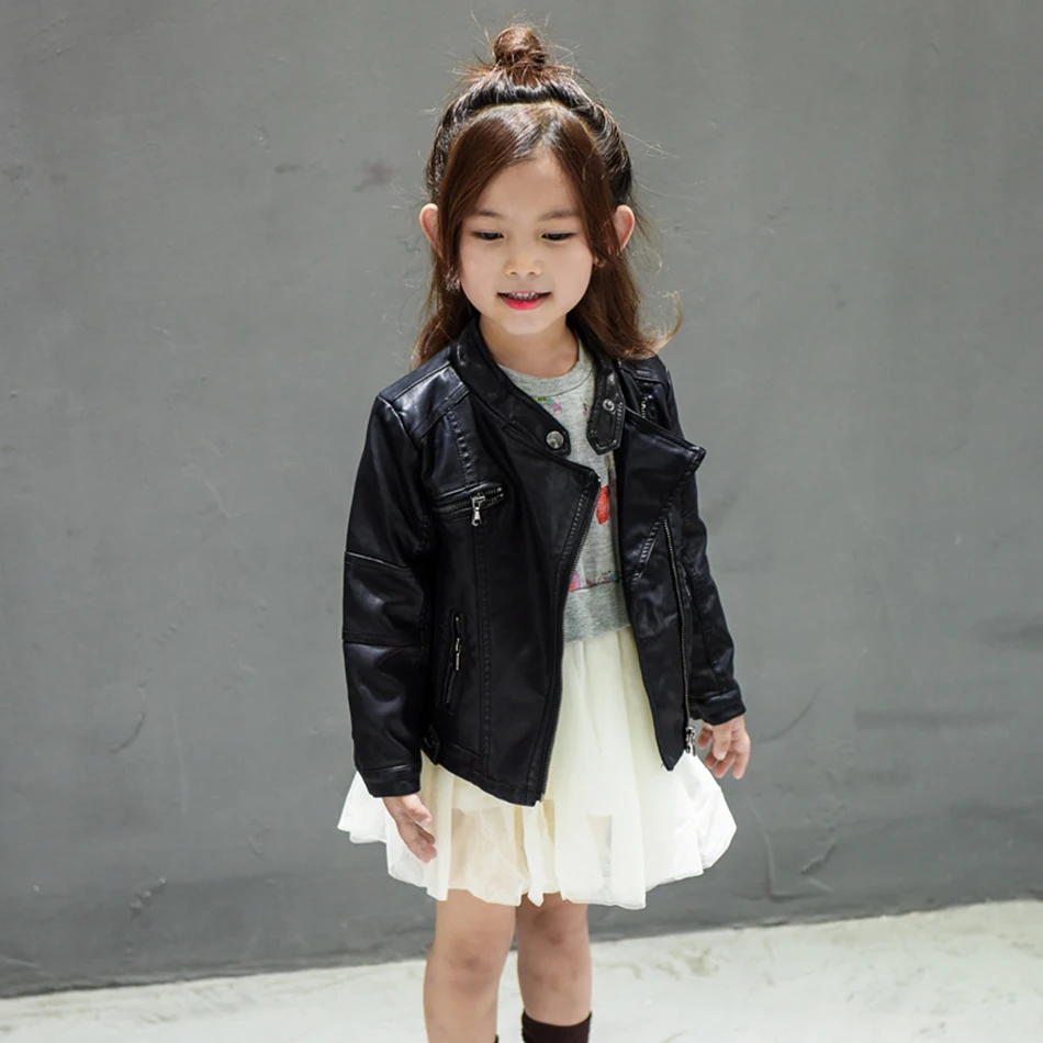 

Baby Boys Girls Fashion Classic PU Leather Jacket Winter Kids Zipper Jacket Clothes Casual Style Solid Outerwear Coats 2-14Years