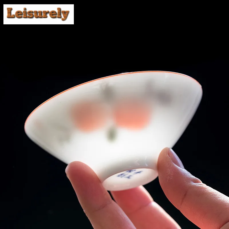 60ml White Porcelain Master Cup Hand Painted Ceramic Tea Cup Bowl Teaware Tea Set Cup Kungfu Teacups Set Small Cone Bowl Chazhan