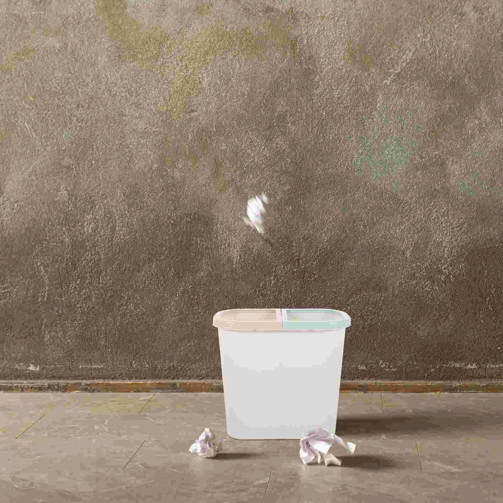 Dual Trash Can Plastic Recycle Bin Dual Compartments Garbage Can Dry Wet Waste Can Classified Trash Can Rubbish Bin