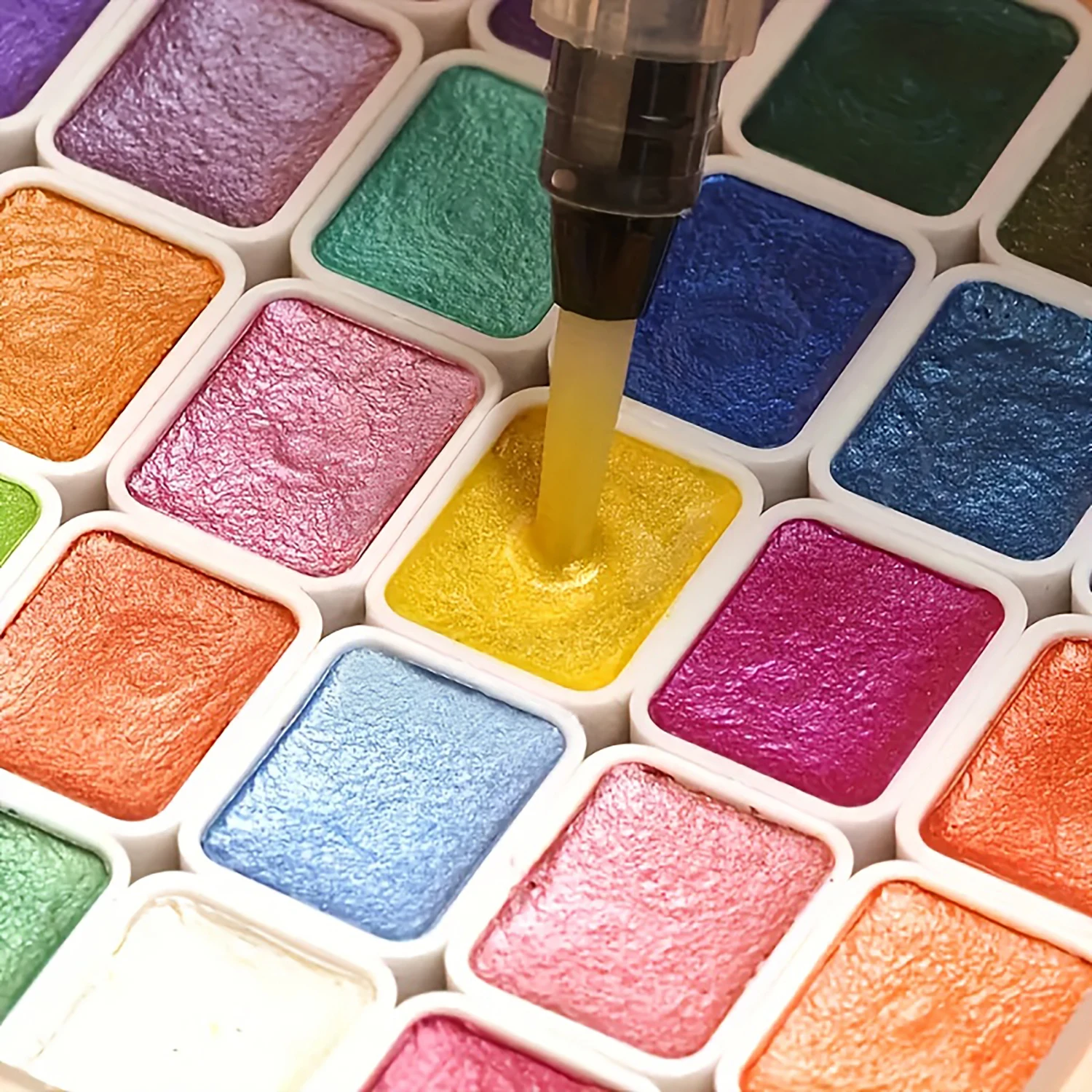 20 Colors Pearlescent Watercolor Set Metallic Watercolor Paint Set Sparkle Pearlescent Watercolor For Artists Students Hobbyists 2