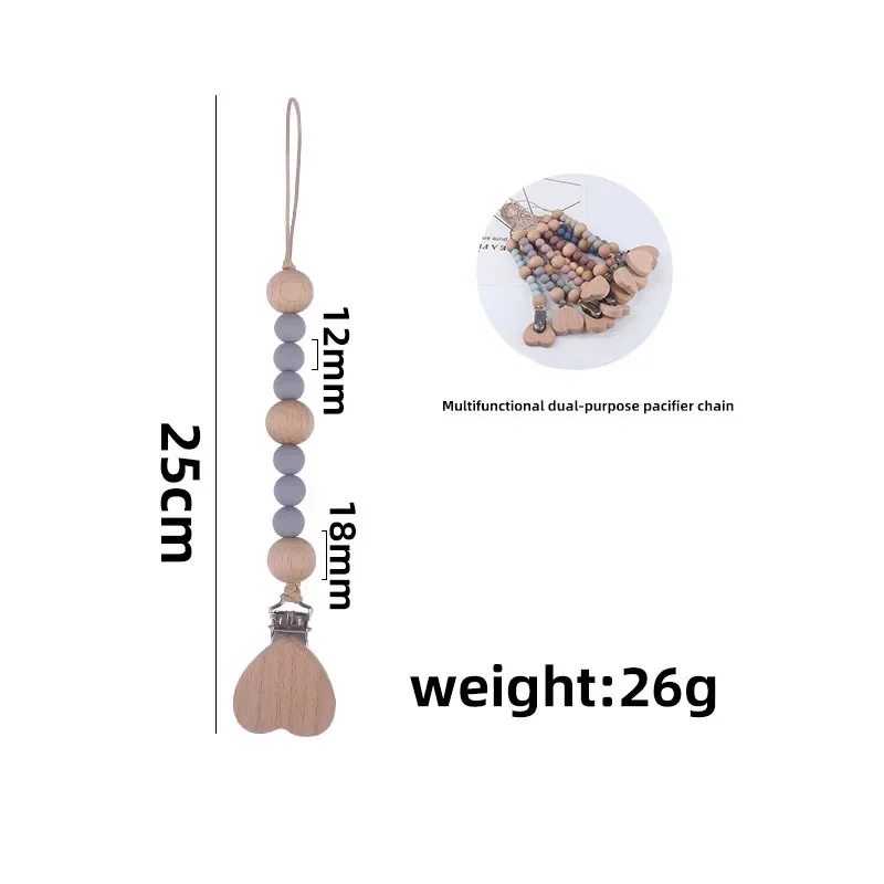 Personalized Baby Pacifier Clip Silicone Bead Nipple Dummy Clips Engraved Infant Wood Pacifier Holder Newborn Pacifiers Leashes