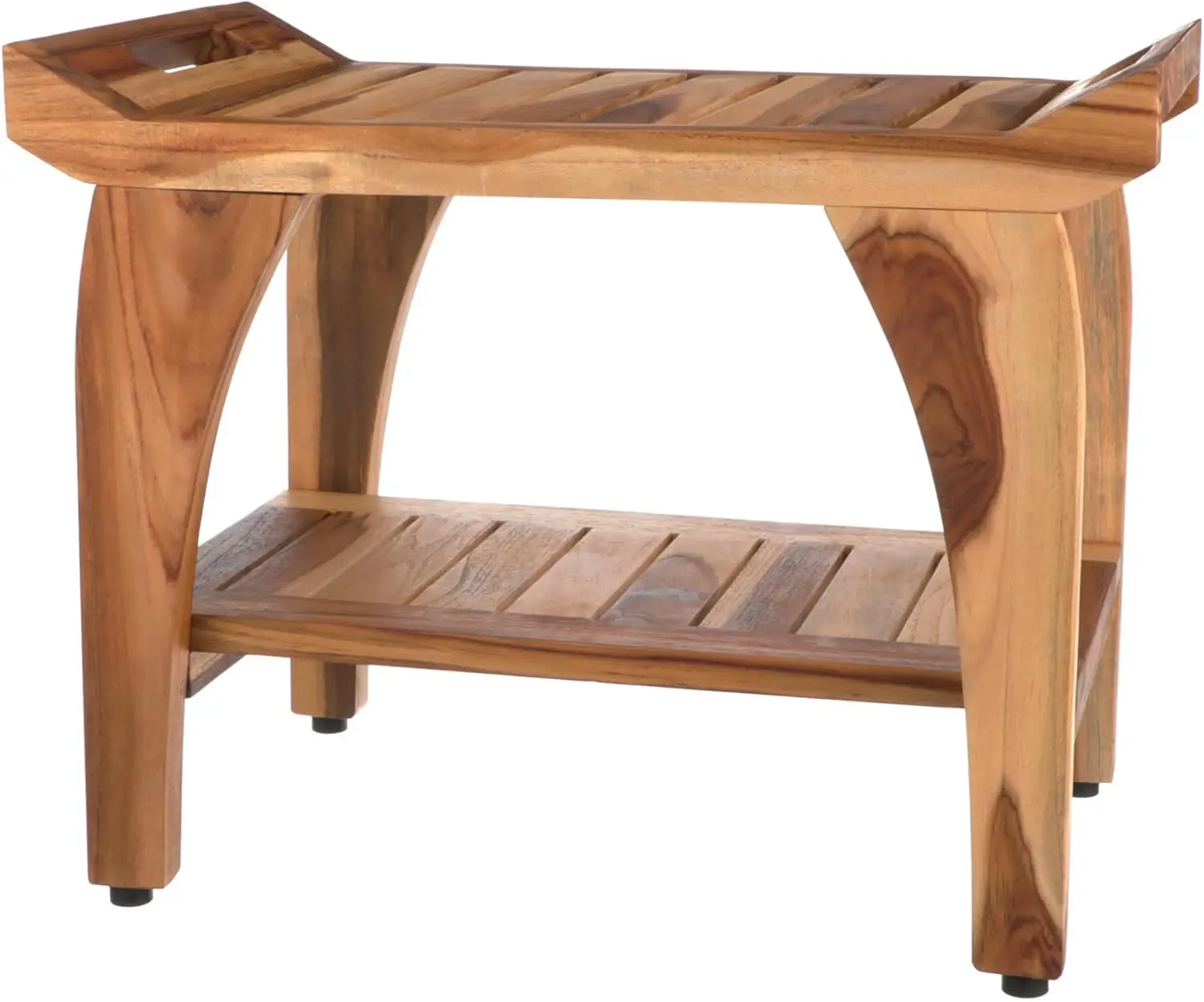 24 inch, Natural Wood, Teak Shower Bench, Shower Stool Wood,  LiftAide Arms, Bathroom Bench Seat, Shower Bench Waterproof 5