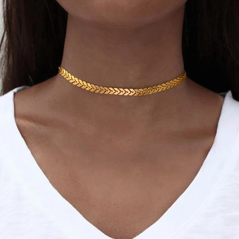 Stainless Steel Women Choker Necklace 