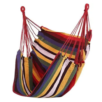 Hammock Chair Portable Comfortable Colorful Stripe Chair Hanging Rope Swing for Indoor Hammock Swing Chair 2