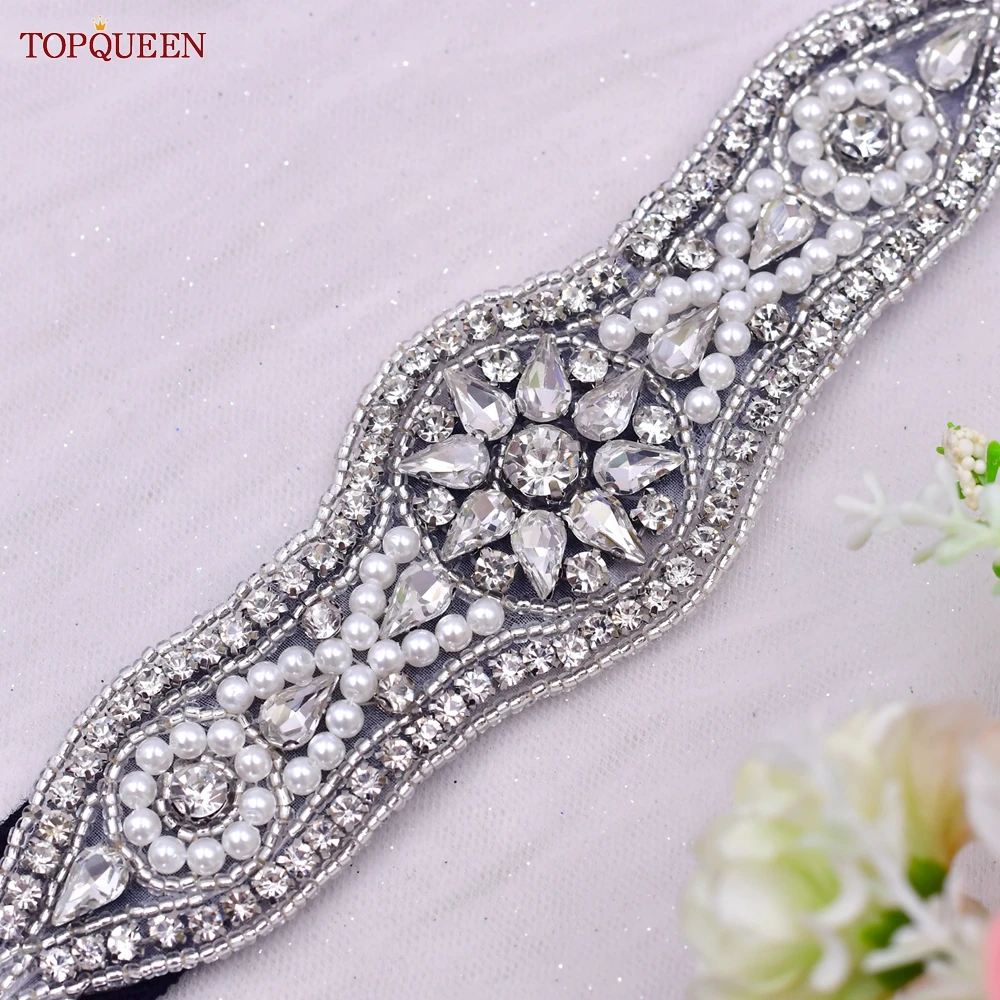 TOPQUEEN S18-B Women Dress Elastic Belt Gown Decoration Rhinestones Appliques Dresses for Female Fashion Crystal Diamond Belts