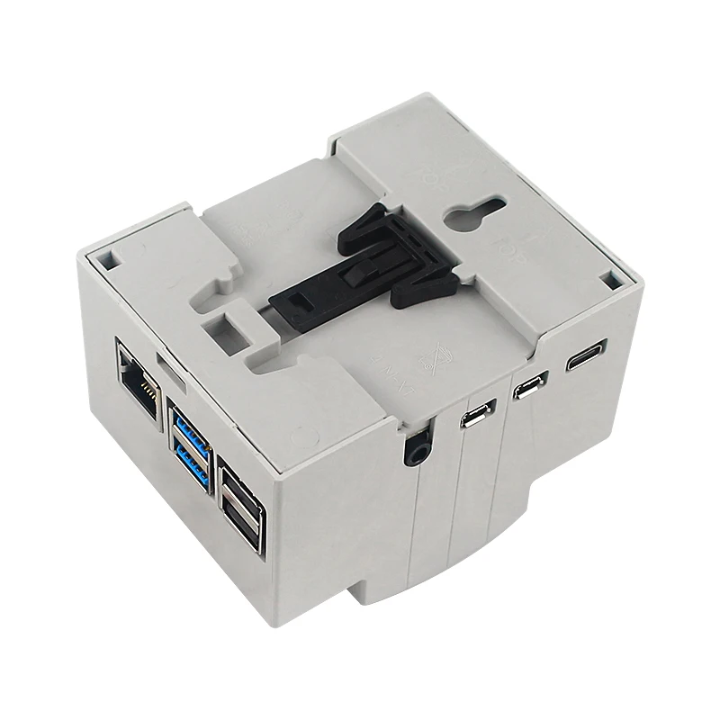 Raspberry Pi 4 ABS DIN Rail Mount Case with Cooling Fan and Optional Aluminum Heatsink