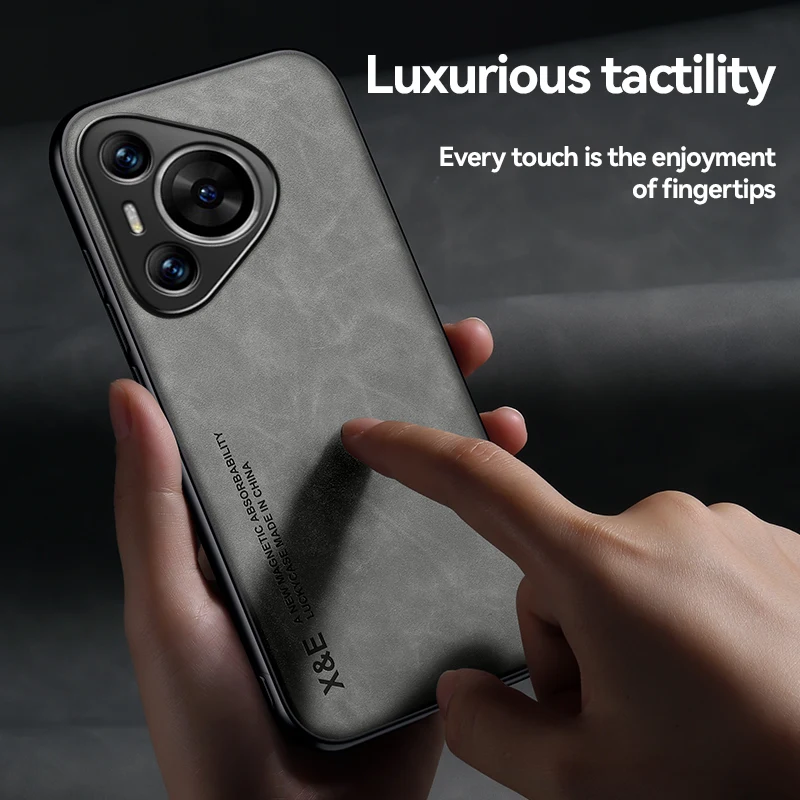 Enhanced Magnetic Holder Leather Phone Case with Shockproof Back Cover