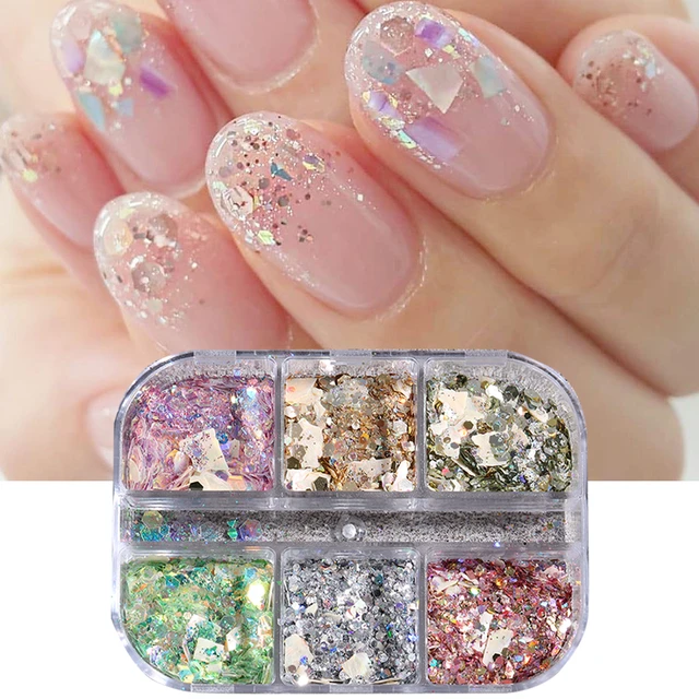 Nail Jewelry Nail Sequins Crystal Ultra-thin Shell Glitter Nail Tip Art  Decor ^