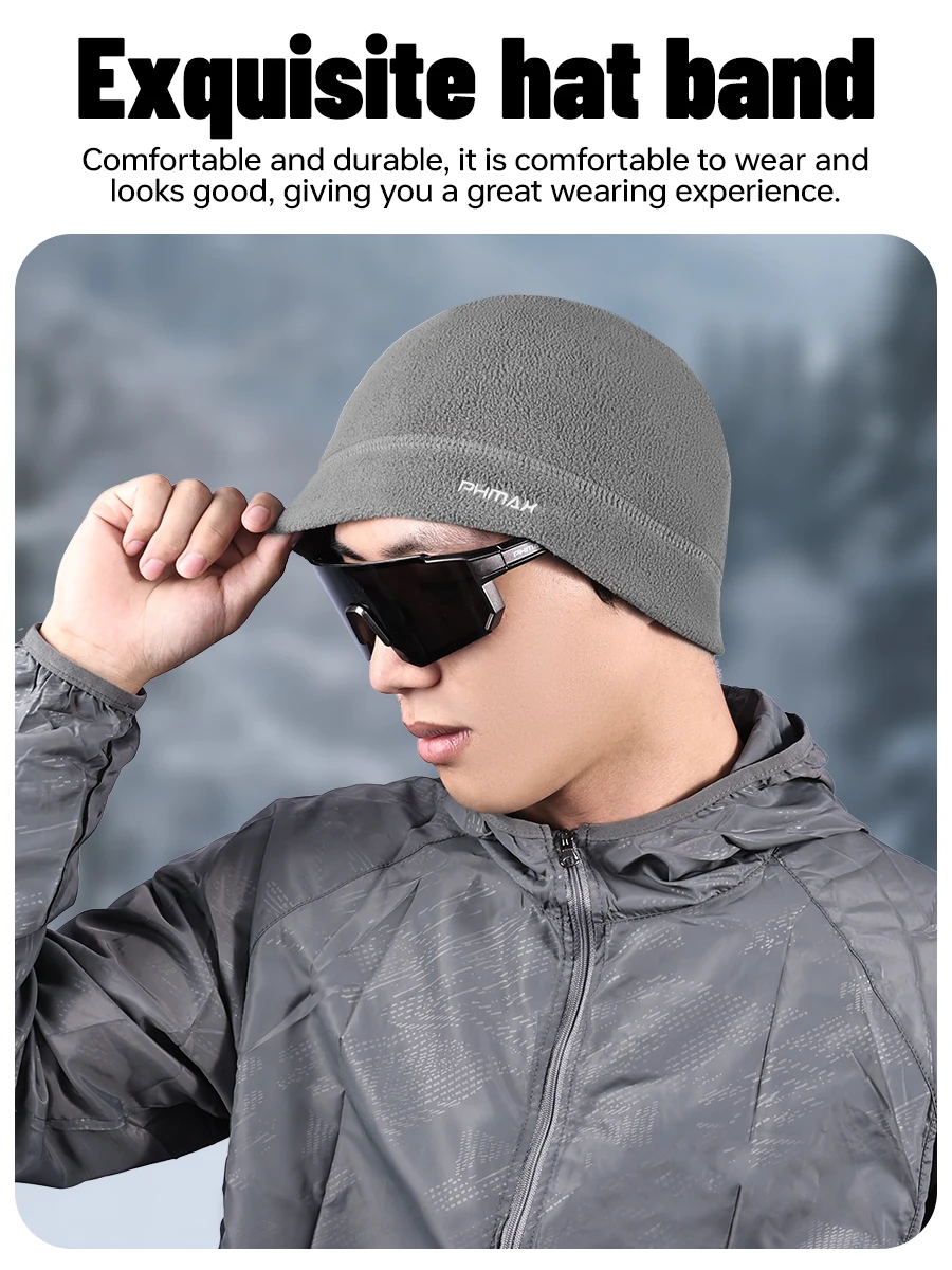 PHMAX Fleece Wintermütze Radfahren Wärmer Laufmütze Jagd Herren Mützen MBT Fahrrad Winddicht Outdoor Wandern Sturmhaube Damenmütze – Detail 7