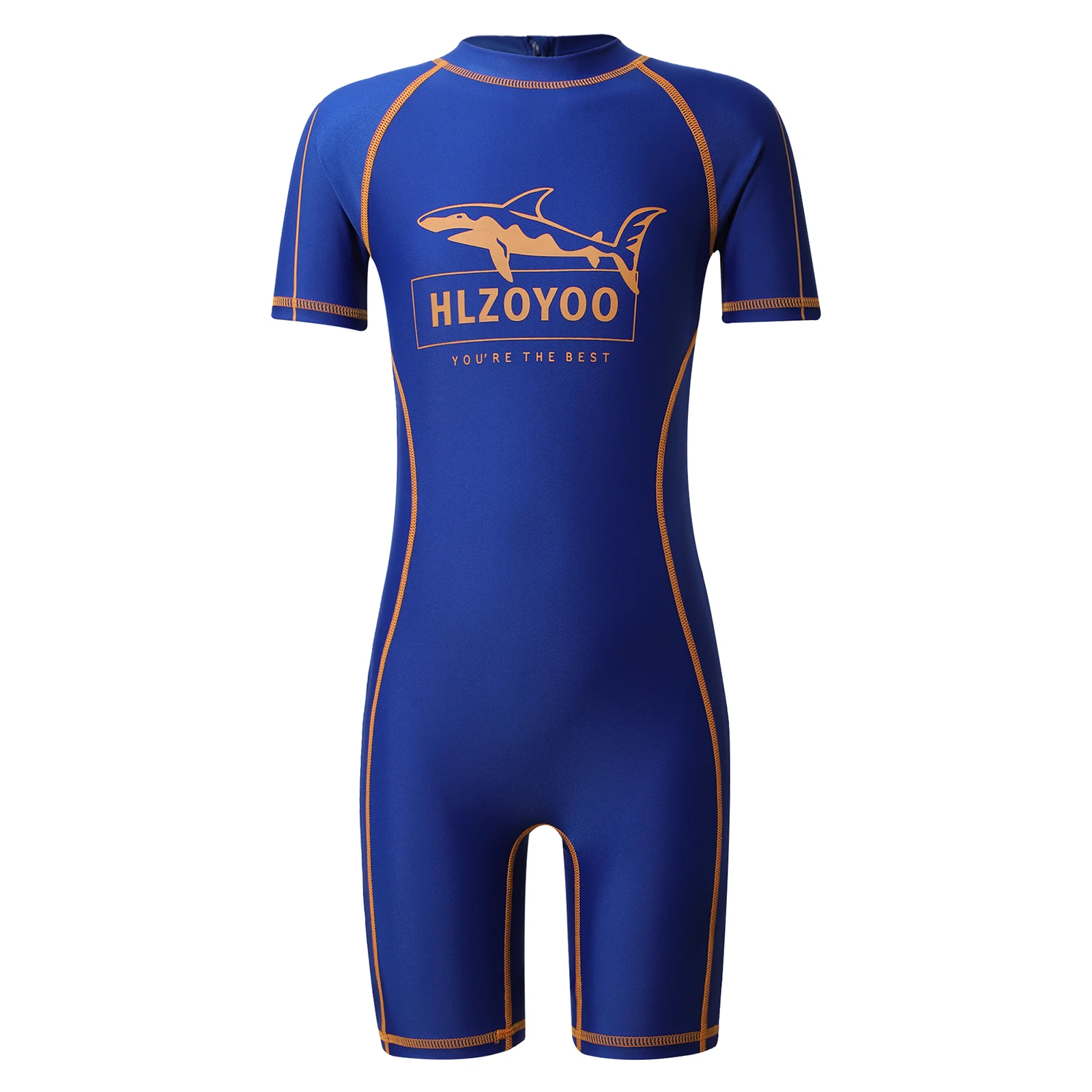 

Children Boys Swimwear Rash Guard Wetsuit Short Sleeve Mock Neck Jumpsuit Bathing Suit Swimsuit for Training Sports Pool Beach